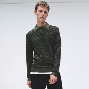 rag & bone Men's Army Vaughn Viscose Long Sleeve Polo - New with Tags